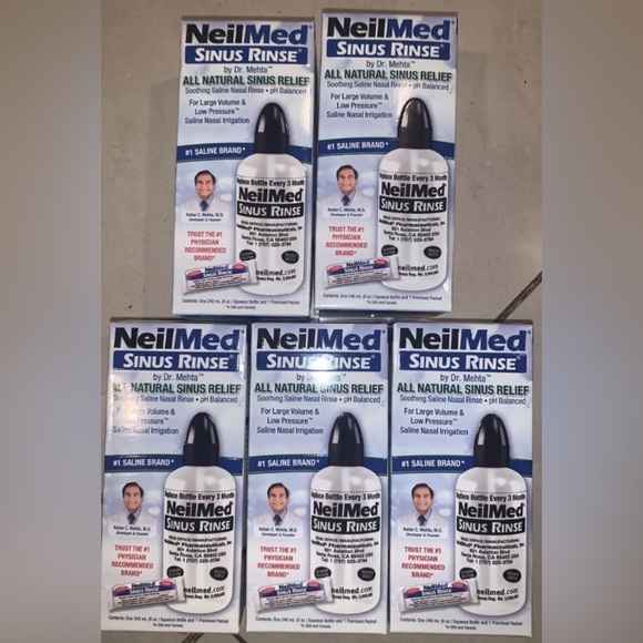 NWT Lot of 5 Boxes NeilMed Sinus Rinse Packet with Bottle - Picture 1 of 4